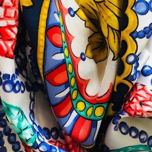 Vintage Givenchy silk scarf, 34” square, rich colors & design, v. good condition